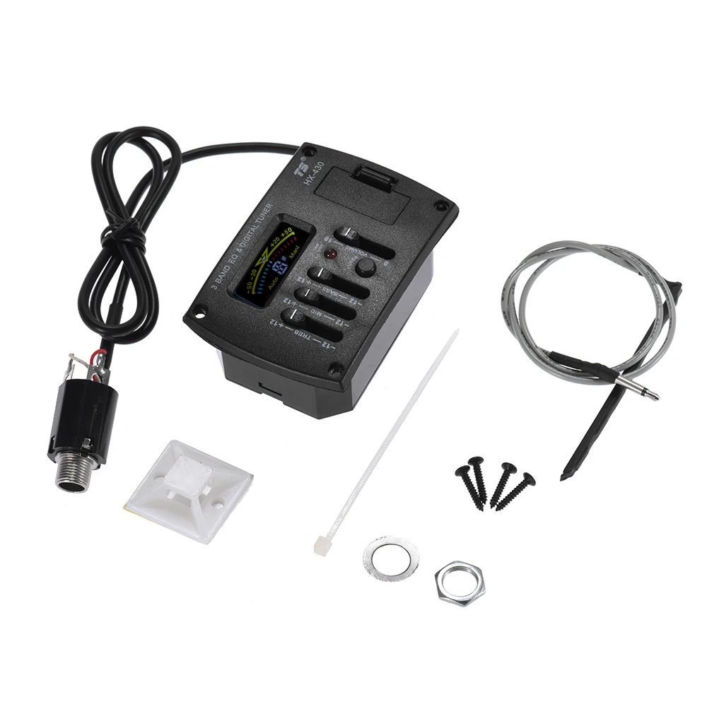

Three Bands EQ Equalizer Acoustic Guitar Preamp Piezo Pickup System with LCD Dispaly Digital Tuner