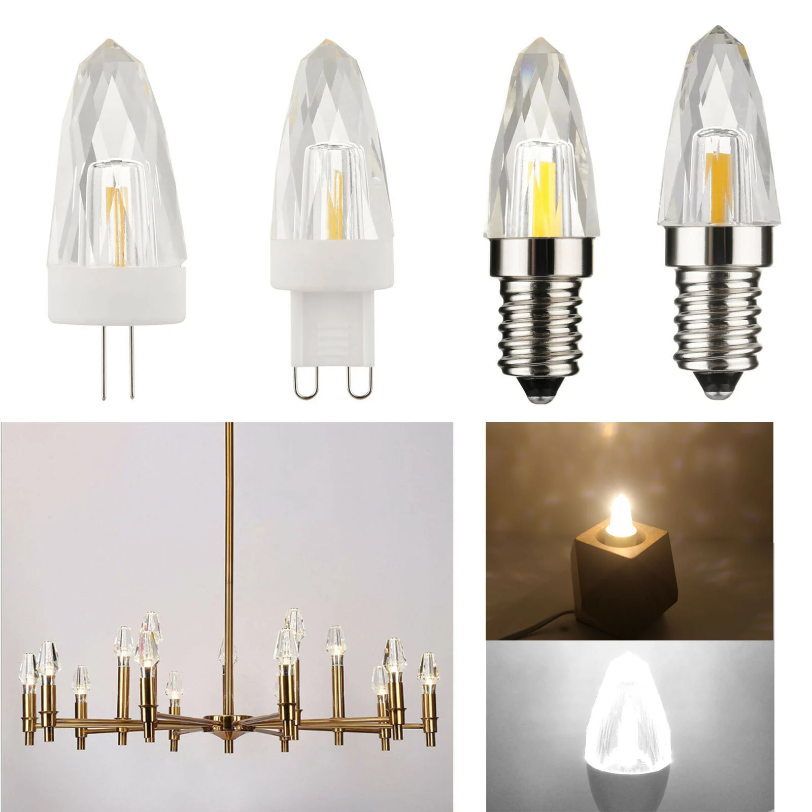 4W Crystal Pendant Light E14 E12 G9 G4 Dimmable LED COB Bulb K9 Glass Home Lamp
