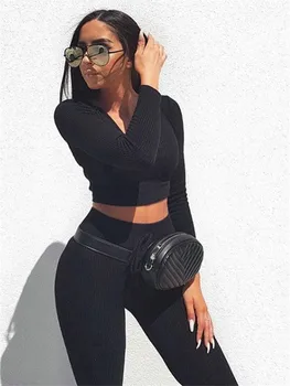 

Fashion Knitted Two Piece Set Women Slim Crop Top and Pants Suit Elegant Ladies tracksuit Party Club Streetwear 2 Piece Set