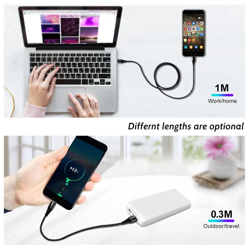 Usb-кабель FONKEN 5A type C для быстрой зарядки телефона USB C шнур 0,3 м 1 м нейлоновый Плетеный Универсальный зарядный кабель type-C для передачи данных