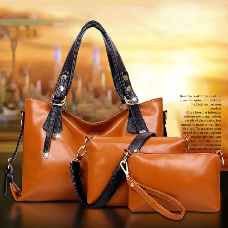 

Special Offer New Style WOMEN'S Bag Oil Skin Tote Bag Europe And America Fashion Simple Women's Large Bag Crossbody Bag WOMEN'S