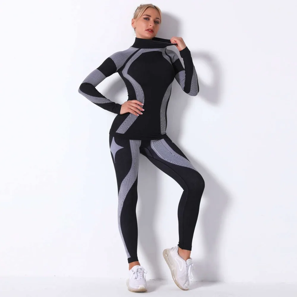 Description Picture 6 of itemWomen Thermal Underwear Suit Spring Autumn Winter Quick Dry Thermo Sporting Underwear Sets Female Fitness Gymming Long Johns 18A