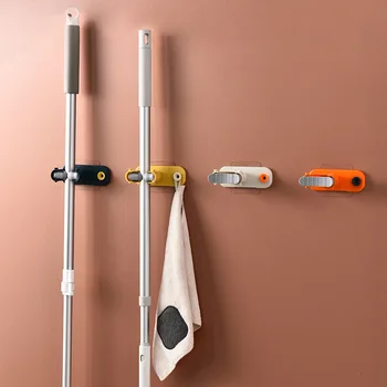 

Mop Clip Broom Hanger Non-marking Cleaning Tools Holder Nail-free Multifunctional Kitchen Bathroom Wall Hanging Household Rack