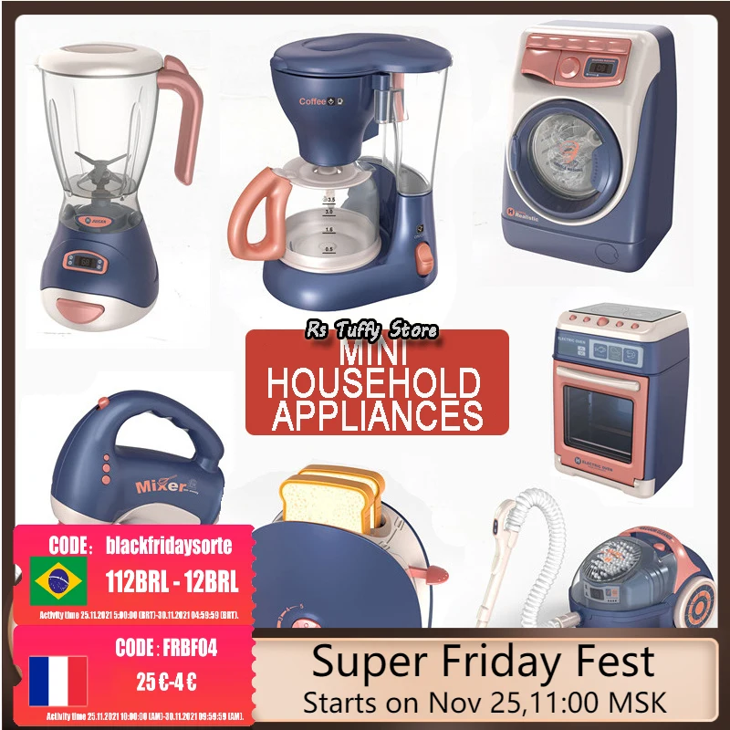 Kitchen Kids Play House Simulation Electric Life Household Appliances with Light Sound Bread Maker Oven Coffee Machine Girl Toys | Игрушки и