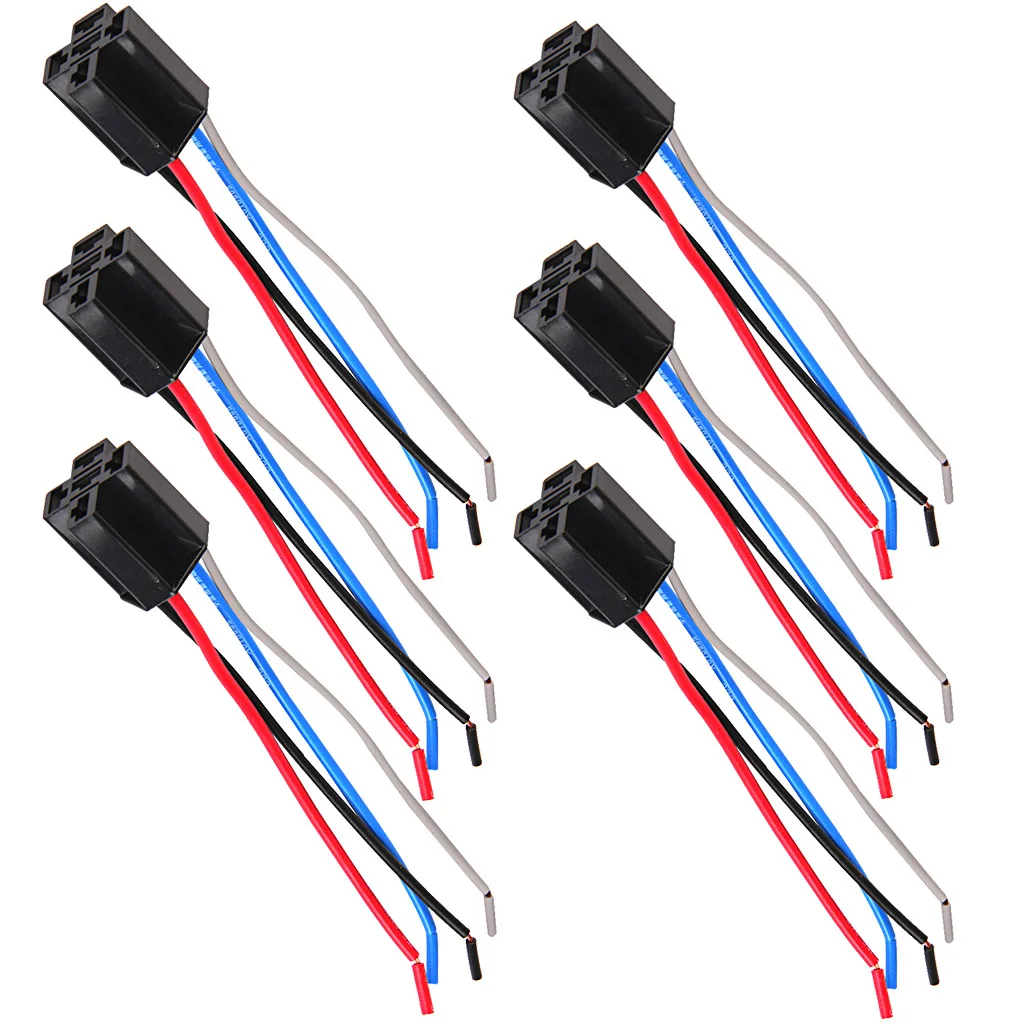 6 Car DC 12V 12 Volt DC 80A AMP Relay Cable Set Socket 4 Pins 4 Wires