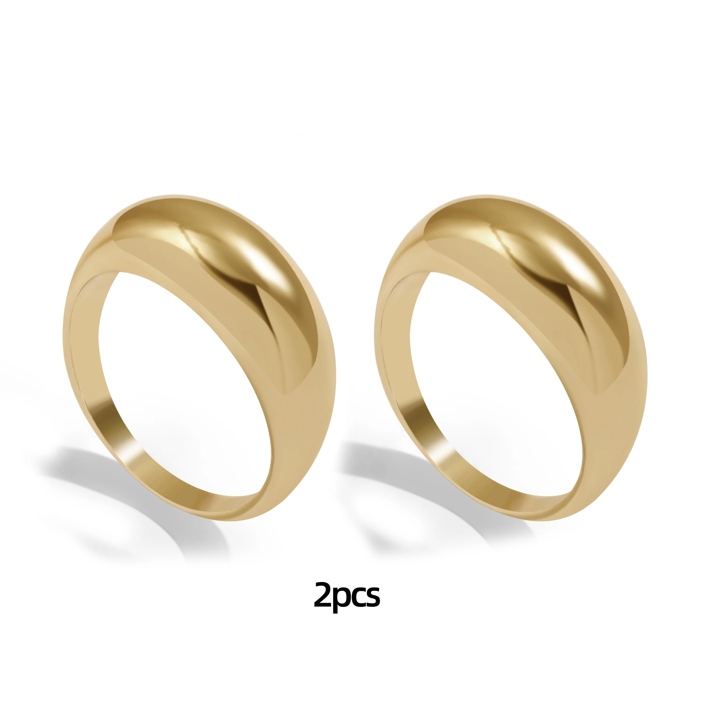 2pcs Punk Hip-hop Chunky Rings for Women Girls Trendy Geometric Circle Stack Gold Ring Minimalist Party Wedding Jewelry - Image 5