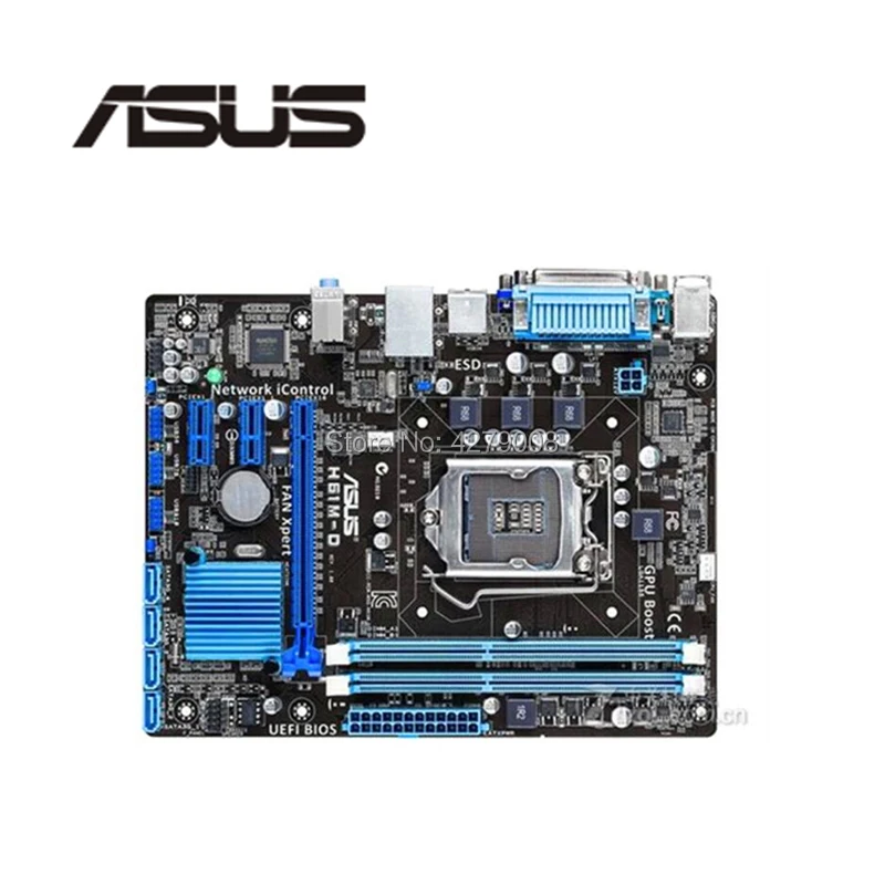 Разъем LGA 1155 для ASUS H61M-D материнская плата настольного компьютера H61 i3 i5 i7 DDR3 16G б/у |