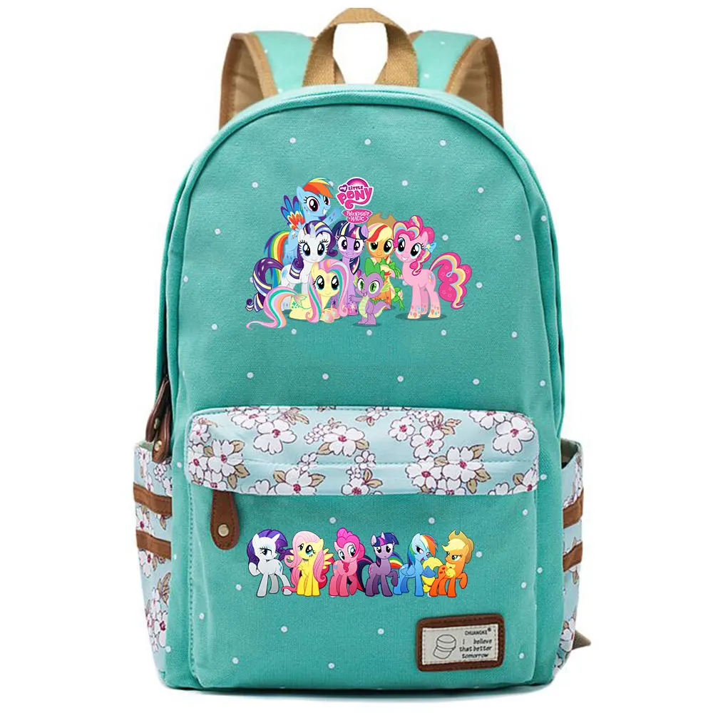 Christmas Cartoon Cutie My Little Pony Flowers Dot Boy Girl School bag Women Bagpack Teenagers Canvas Lady Femme Backpack