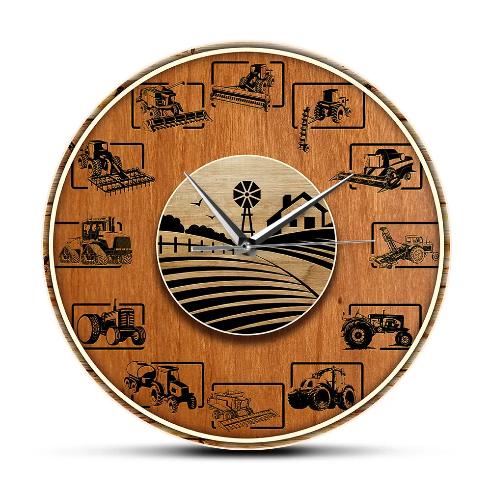 Настенные часы с акриловым принтом винтажные тихие настенные фермерским