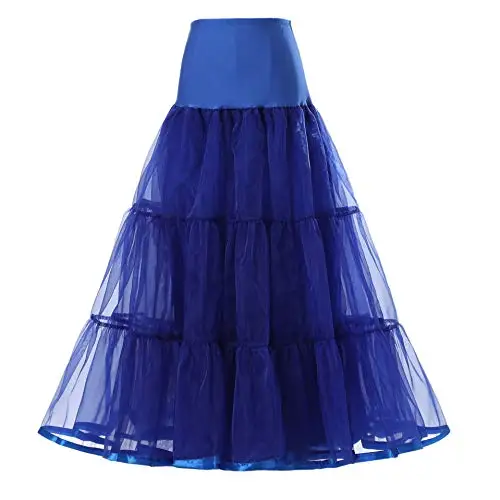 WOWBRIDAL длинная юбка гофрированная кринолиновая винтажная Свадебная Нижняя юбка для свадебных платьев Нижняя юбка-пачка в стиле рокабилли - Цвет: Royal Blue