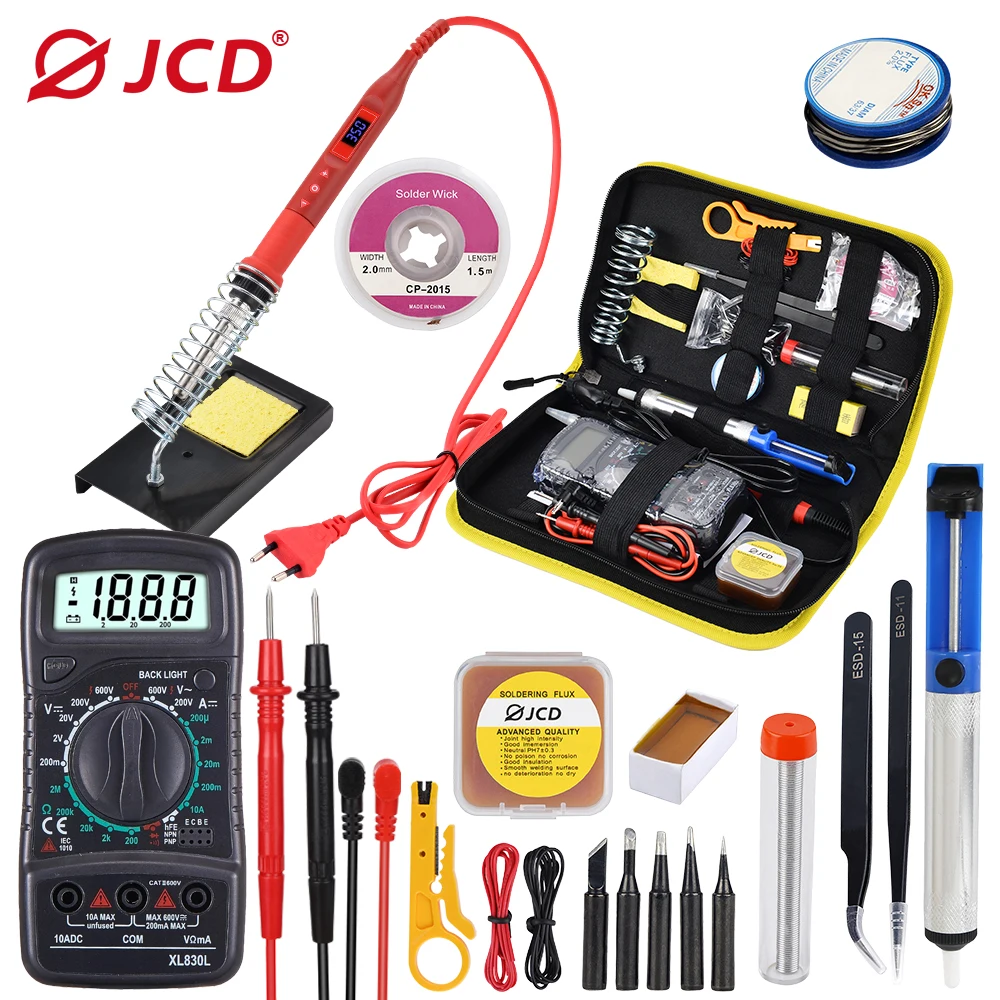 JCD Soldering Iron kit With Digital Multimeter 80W 220V/110V Multi-function Button Soldering Station Adjustable Temperature 908U soldering stations