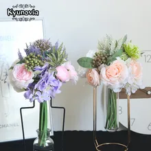 Kyunovia искусственный цветок букет Свадебный букет de mariage ручной работы Листья жемчужные цветы Свадебные букеты невесты BY33