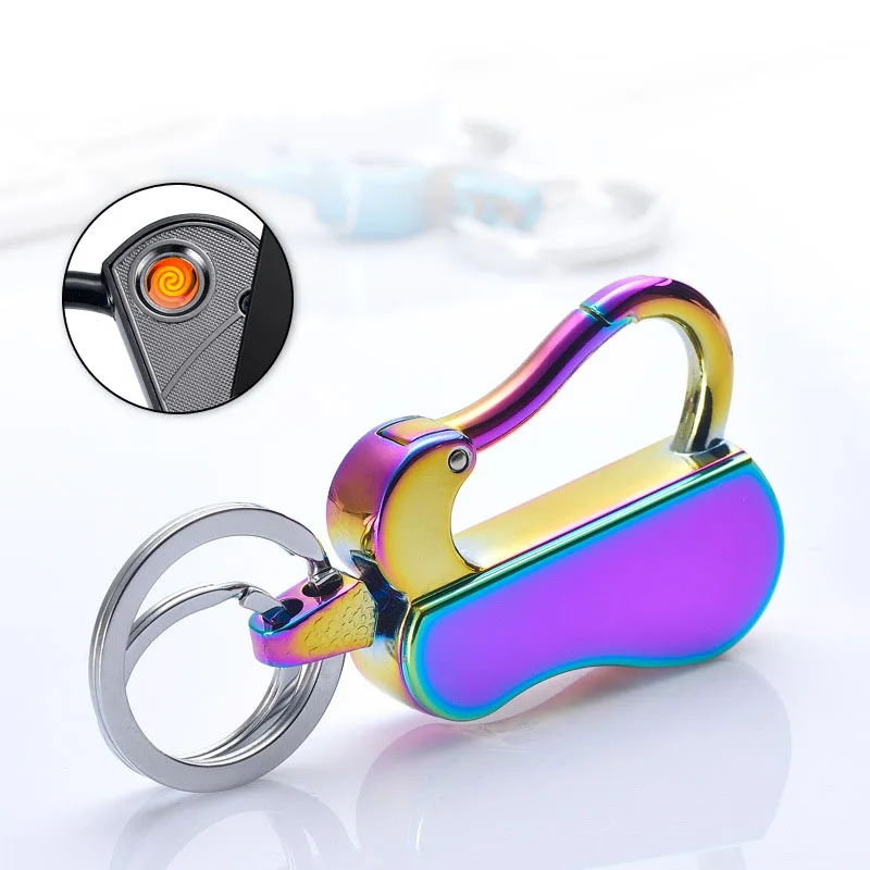

Charging USB Cigarette Lighter Electric Heating Wire Heating Ignition Lighter 2 in 1 Multi-Function Keychain Lighter