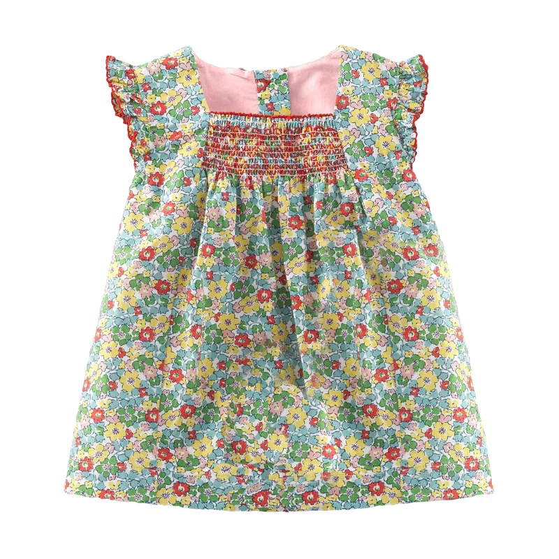 Little Maven New Summer Kids Floral Printed Girls 2-7yrs Flare-sleeve O-neck Cotton Knitted Casual Sands Vest Smock Dresses | Детская