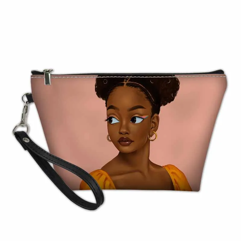 THIKIN черная сумка для макияжа из искусственной кожи в африканском стиле для девушек, дорожный органайзер, набор для мытья телефона, сумки для женщин, Дамская Портативная сумка для макияжа - Цвет: as picture