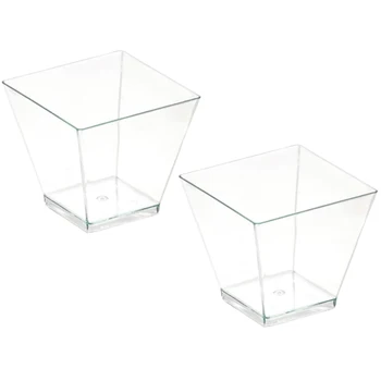 

50/100pcs Square Dessert Cups Mini Plastic 2oz Clear Party Transparent Dessert Wedding Decor Cup DC120