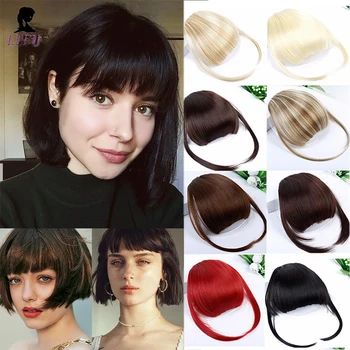 

LUPU 8 Colors Short Front Neat Bangs Clip In Bang Fringe Hair Extensions with High Temperature Synthetic Fiber Fake Fringe Hair