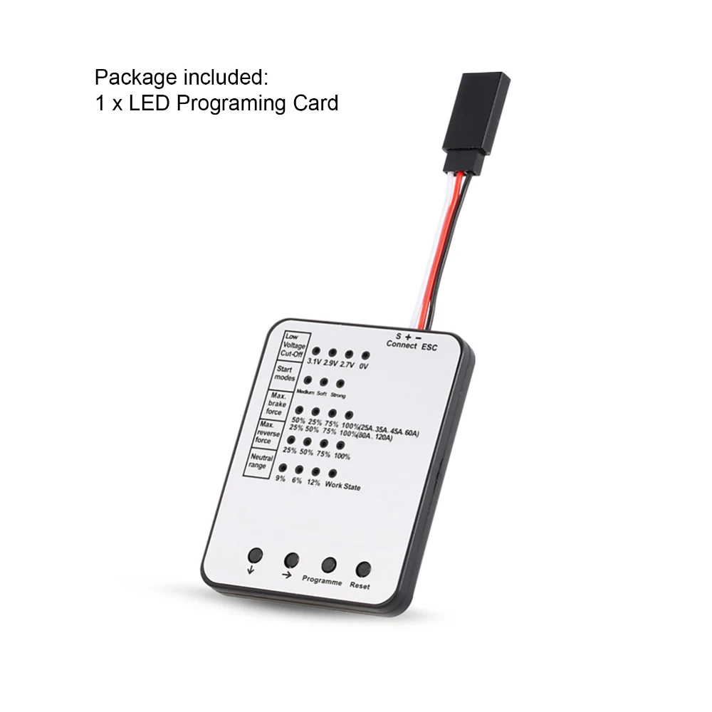 RC 자동차 프로그램 카드 RC 자동차 25A/35A/45A/60A/80A/120A/150A 브러시리스 ESC 용 취미 LED 프로그래밍 카드 초월