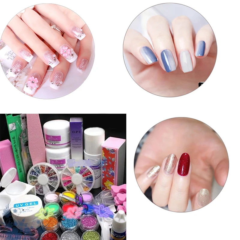 32Pcs Nail Art Tools Kit Professional UV Gel Finger Extension Nail Brushes Acrylic Powder Glitter Nail Decoration Powder Glitter