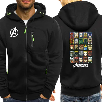 

The Avengers Hoodies Autumn Winter Jacket Mens Streetwear Marvel Superhero Print Zip Jackets Casual Black Hoodie Sweatshirt Men