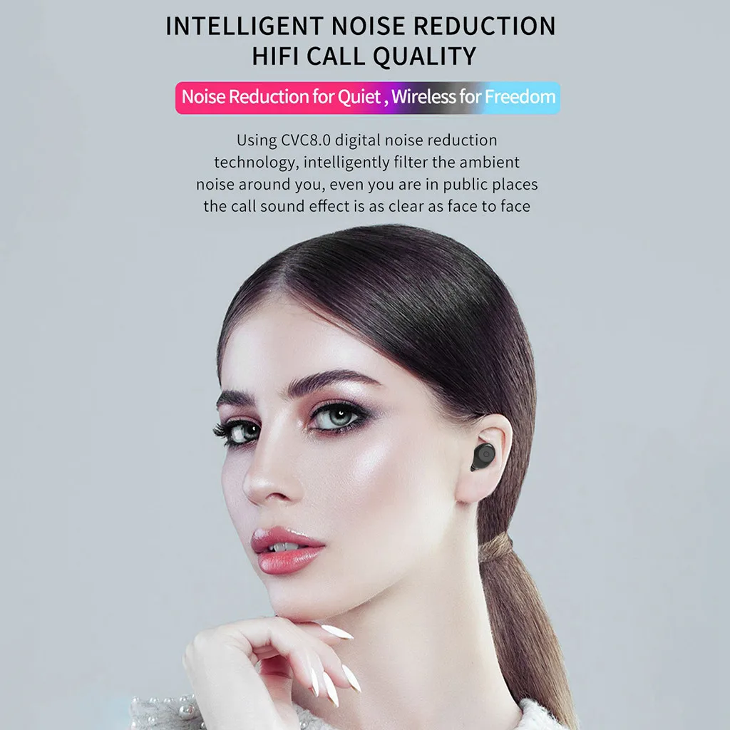 Headphones bluetooth hifi noise Earphone Sports Stereo In ear With Wireless Charging IPX5 Waterproof key version 