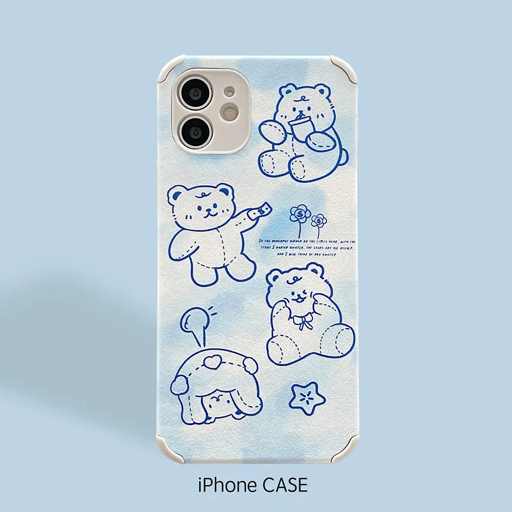 Корейский модный чехол для телефона с медведем iPhone 11 12 Pro Max Mini SE 2020 6 7 8 Plus XS X XR