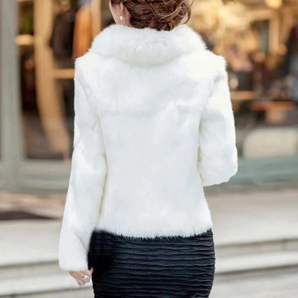 Элегантный черный искусственный мех зимние теплые пальто Casaco Feminino женские однотонные жилеты зимнее Свободное пальто Winterjas Vrouwen