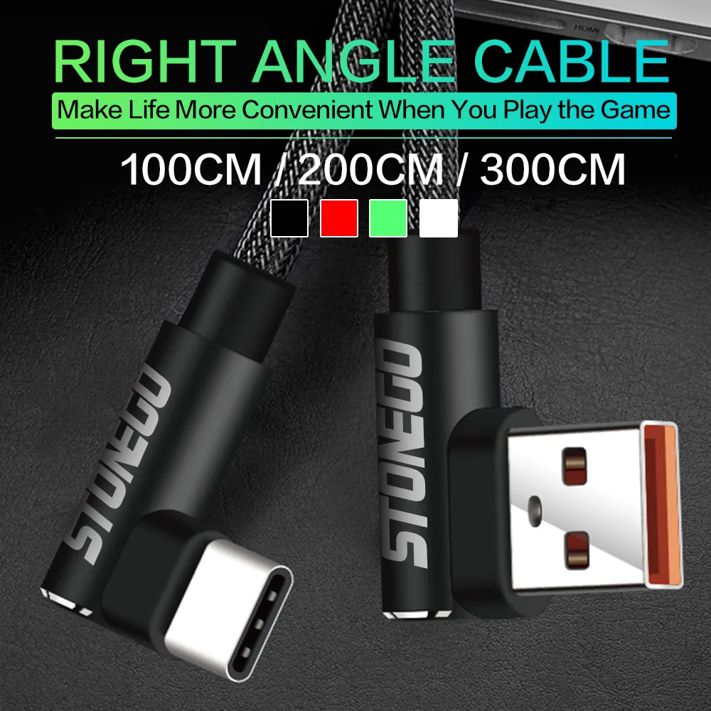 

STONEGO Micro USB Cable 2A Fast Charger USB TYPE C Cable Cord 90 degree elbow Nylon Data Cable Android Phone 1M 2M 3M