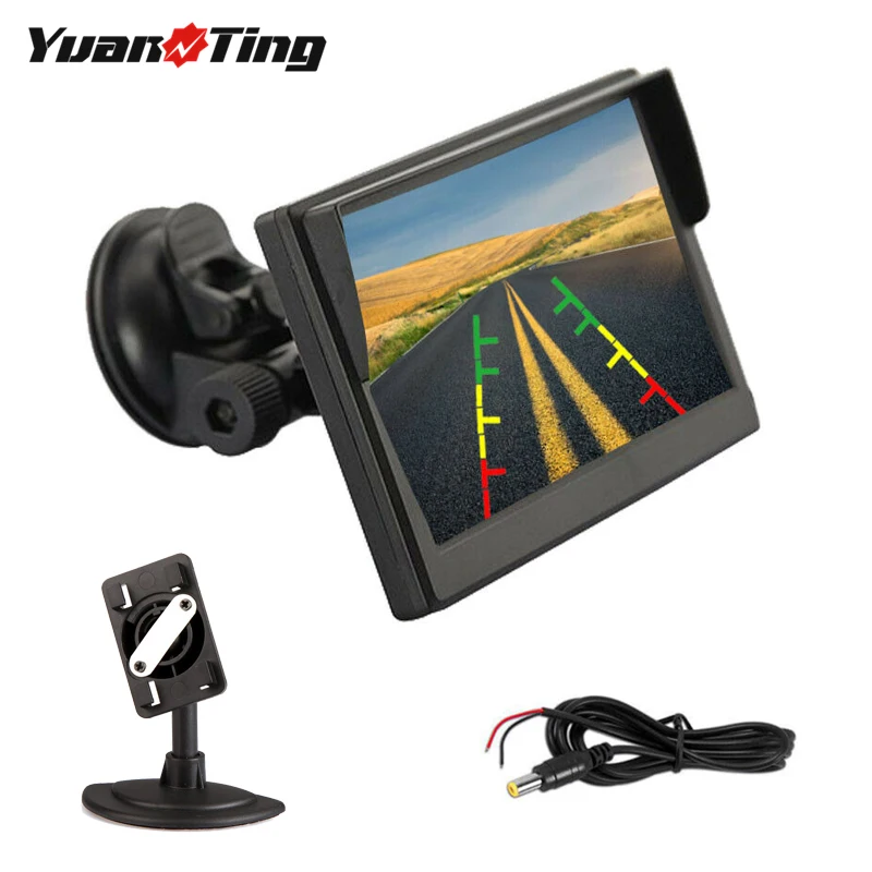 

YuanTing 5 Inch TFT LCD Car Color Rear View Monitor Display Screen 12-24V for Parking Backup Camera with 2 Optional Bracket