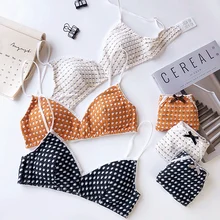 Осенние модные женские комплекты с бюстгальтером для девочек, беспроводное тонкое хлопковое дышащее, удобное нижнее бельё с принтом, комплект нижнего белья для подростков