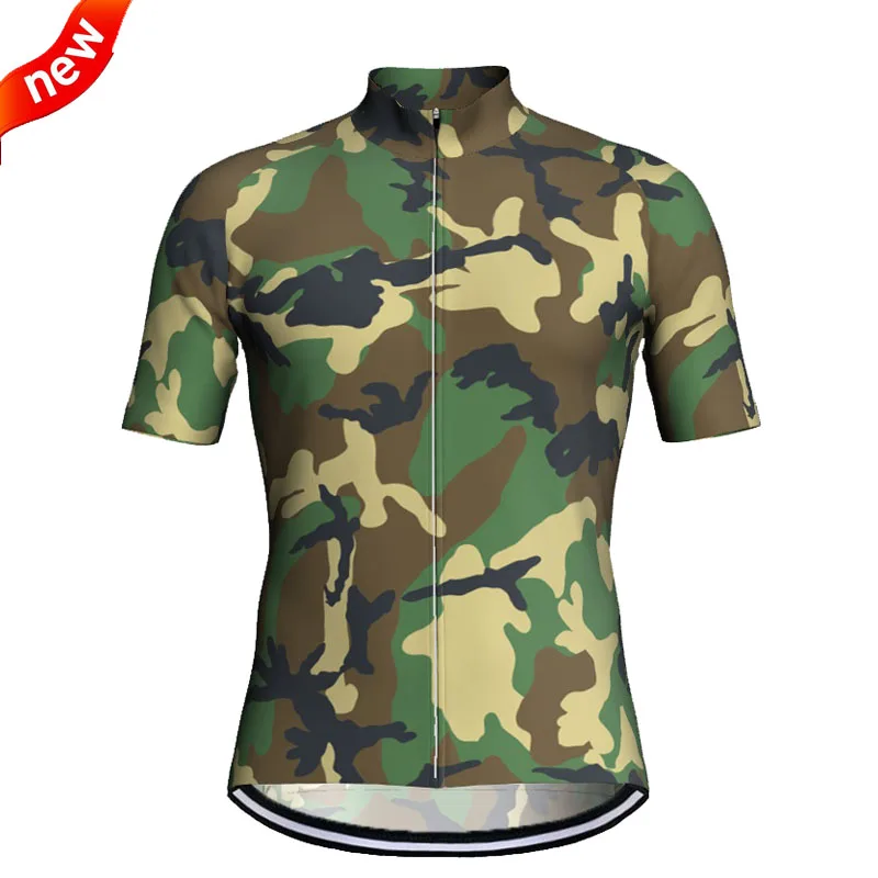 NewMenArmyGreenCyclingJerseyCycleBicycleShirtBikeSportsWear