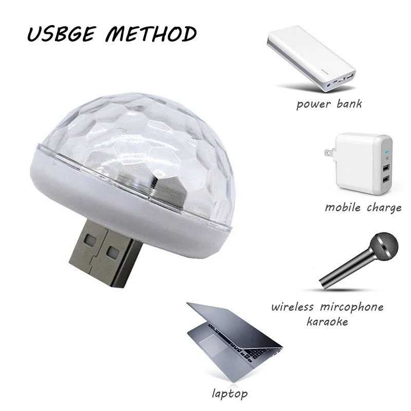 Мини USB RGB светодиодный диско-сценический светильник ing Ball DJ Хрустальный Магический светильник для дома неоновые вечерние магический шар сценический светильник для мобильного телефона