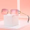 Blue Rimless Rectangle Sunglasses Men 2022 Brand Design Metal Fashion Square Sun Glasses for Women Gradient Lens Frameless UV400 ► Photo 3/6