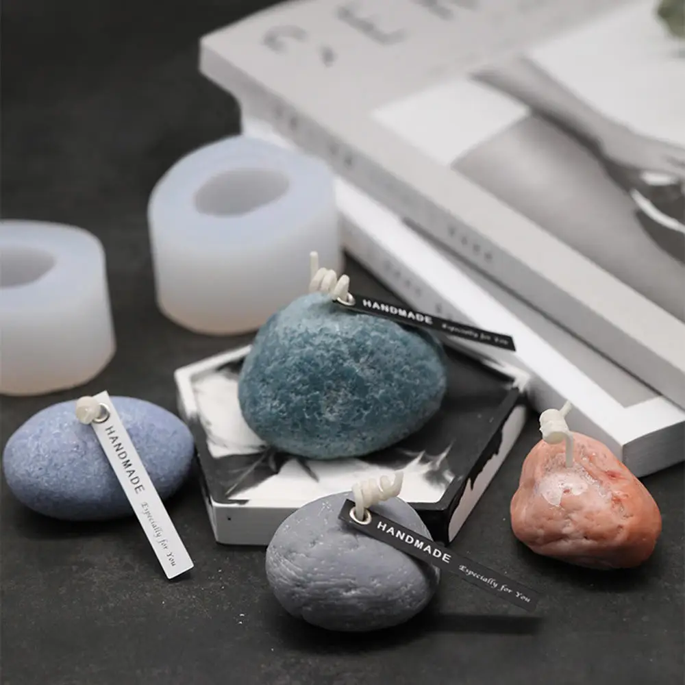 

3d Silicone Stone Candle Mold Simulation Korean Pebble Silicone Model Scented Candle Mold DIY Molds for Plaster Cake Soap Mold