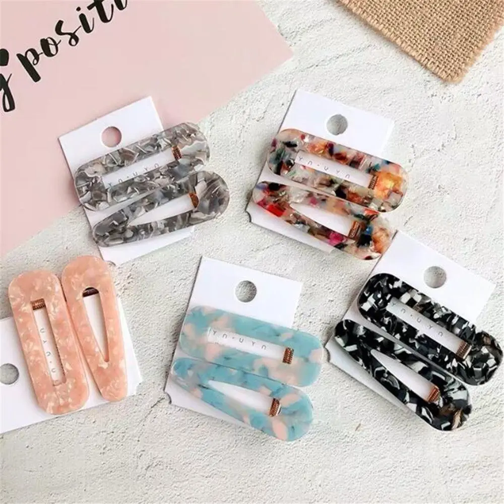 

2PCS Acrylic Resin Hair Barrettes Alligator Hair Clips Hair Clips Marble Pattern Hairpins Geometric Alligator Clips Women Girls