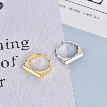 

Ins Minimalist Geometry 925 Sterling Silver Rings For Women Resizable Bijoux Argent 925 Massif Pour Femme Jewellery