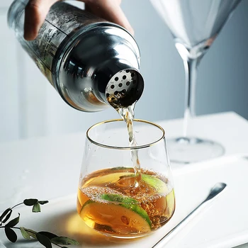 

700ml Mix Master Bottle Cocktail Shaker Transparent Stainless Steel Glass Bar Tools UND Sale