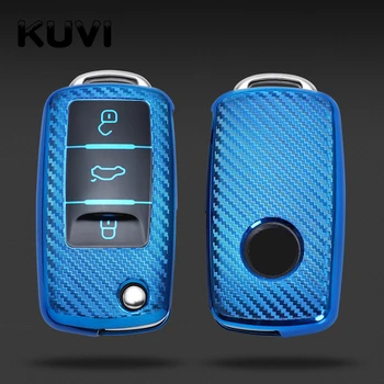 

Soft TPU Carbon Style Car Key Cover Case For VW Polo Golf Passat for Skoda Octavia A5 Bora Jetta Seat Ibiza Leon Accessories