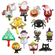 10 шт Мини Рождественские шары с утолщённой меховой опушкой, Globos Хэллоуина украшения, воздушные шары и снеговиком Лось Санта Клаус надувной шар игрушки