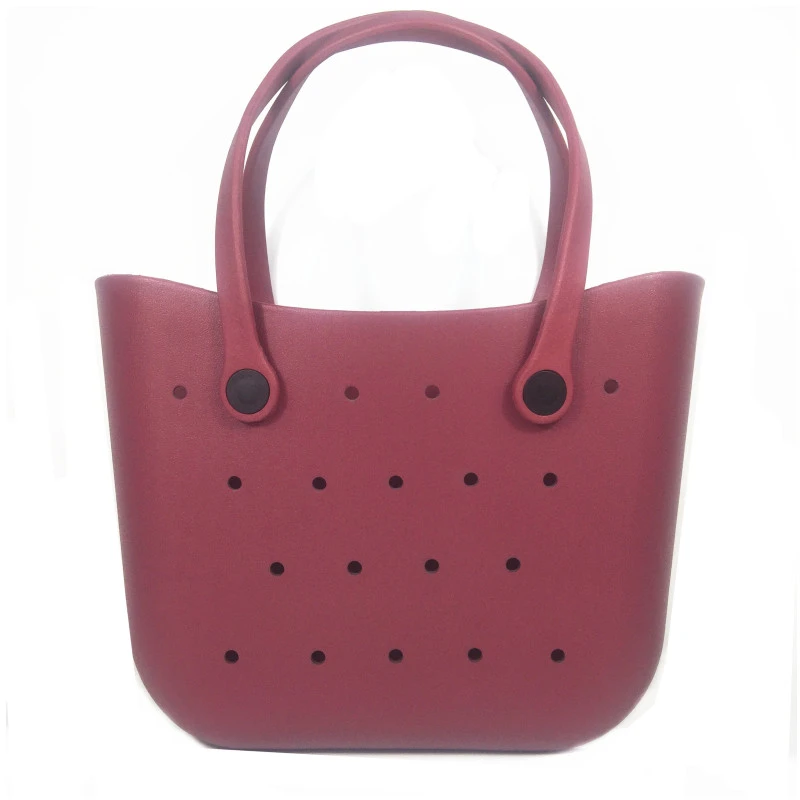Bolsas de mano impermeables para mujer, bolsos de goma con agujeros personalizados, grandes bolsas de plástico Eva de silicona para playa, venta al por mayor|Bolsos de doble - AliExpress