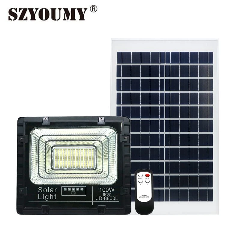 Szyoumy New Upgrade Big Power Solar Flood Light 60w 100w 200w Outdoor Solar Floodlights With Power Display Of Replace Battery Solar Lamps Aliexpress