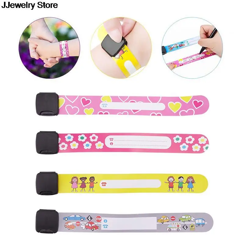 4PCS Adjustable Waterproof Wrist Strap Children Travel Outdoor Anti-lost Wristband Safety Recognition Bracelet For Kids Random anti lost wristband