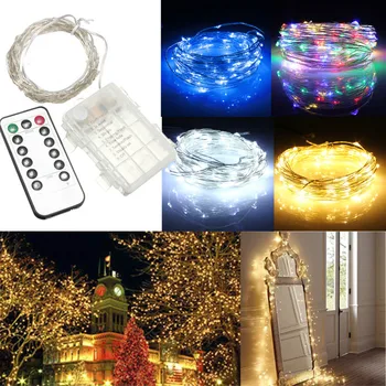 

Jiguoor 10M 100 LED Battery Operated Silver Wire String Fairy Light Xmas Christmas Home Decoration+ Remote Controller