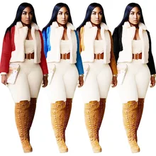 Casaul Women Parkas Coat Color Patchwork Full Sleeve Winter Jacket Coat Clothes For Women Outfit