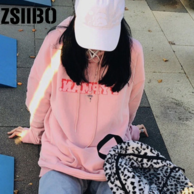 Толстовка для нежной девушки Harajuku стиль свободный сплошной цвет Женская весенне-осенняя куртка толстовка ленивая ветровка Топ свитшот размер