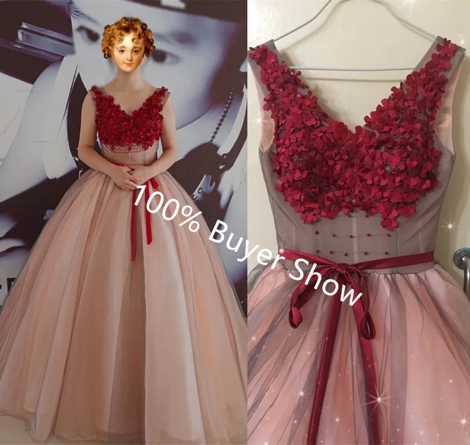 Роскошное бальное платье с v-образным вырезом, с фатиновой юбкой кружевные цветы Бисер пышное платье элегантные вечерние платья HL02