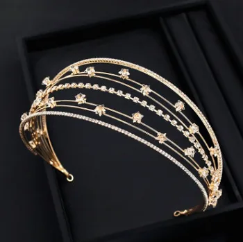 

2020 new handmade bride headdress European Baroque gold star headdress dress accessories style fashion luxury