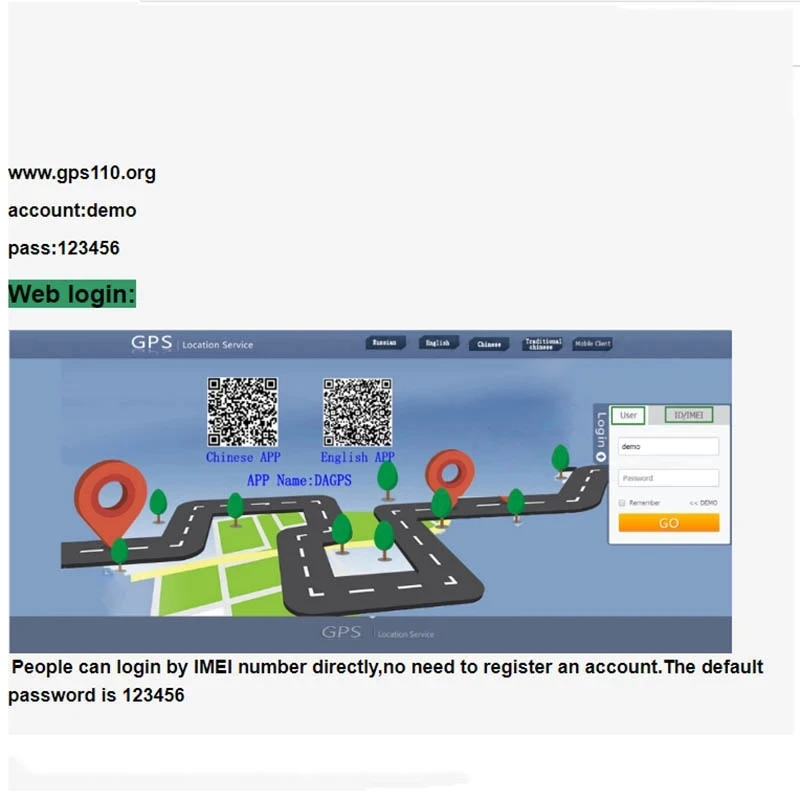 IMEI ID active lifetime use DAGPS GPS tracker car tracker all types GT02A TK200 TK210 TK206 TK800 work with gps110.org www.DAGPS.net