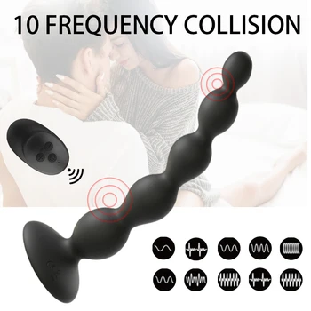 10 Speed Anal Vibrator Anal Beads Prostate Massage Dual Motor Butt Plug Stimulator USB Charge Vibrators Sex Toys For Men Women 2