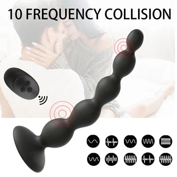 10 Speed Anal Vibrator Anal Beads Prostate Massage Dual Motor Butt Plug Stimulator USB Charge